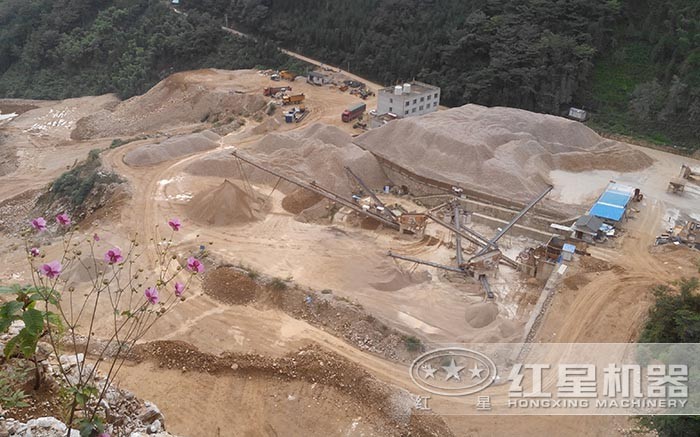 砂石制砂生產(chǎn)線現(xiàn)場(chǎng)俯瞰圖