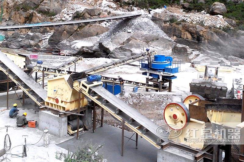 制砂機(jī)全景，制砂機(jī)+反擊破+顎破