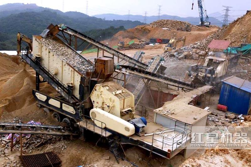 大型破碎、制砂加工現(xiàn)場