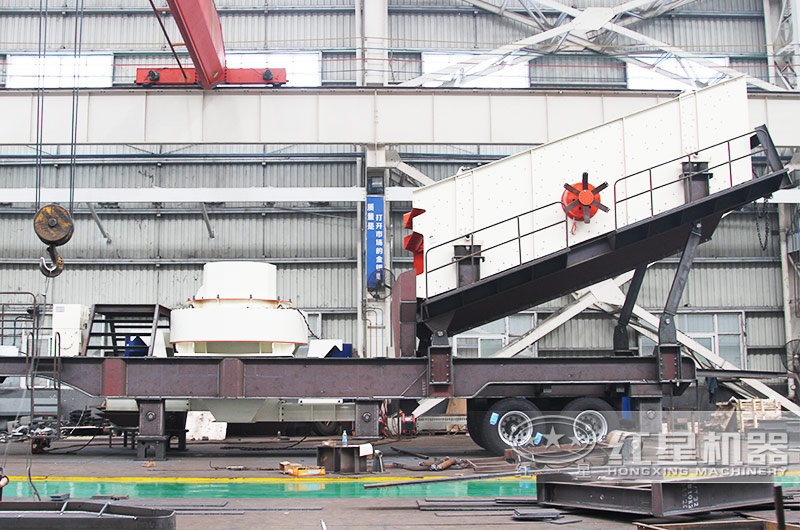 沖擊破移動(dòng)制砂機(jī)，用于河卵石制砂+篩分