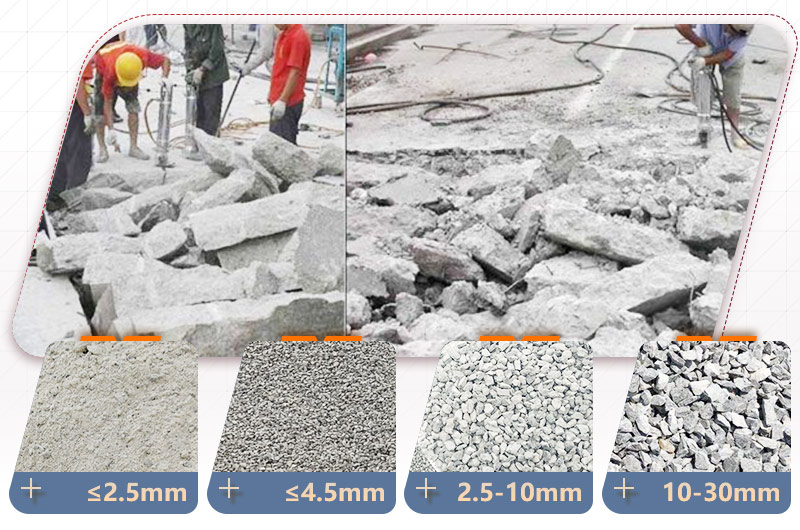 混凝土破碎多種規(guī)格成品，用途廣